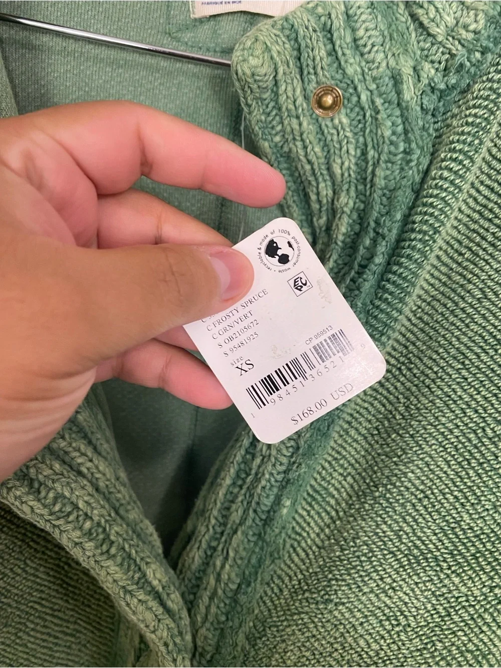 Free People Cute In This Cardi Green Cardigan Sweater XS